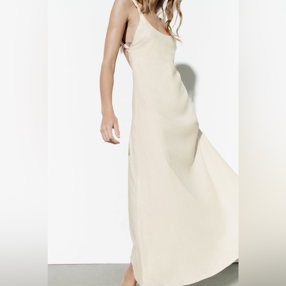 Zara Linen Blend Midi Dress L - Picture 3 of 12